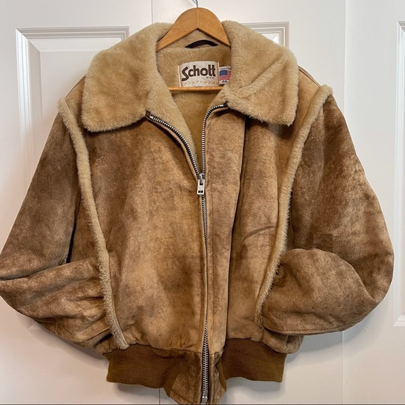Schott NYC Other - VTG Schott NYC 80s Fur Suede Men's Bomber Jacket Size 44